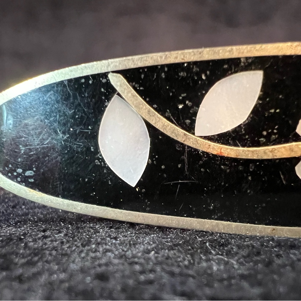 Alpaca Mexico Silver Colored Inlay Hair Barrette 3" - Picture 3 of 10